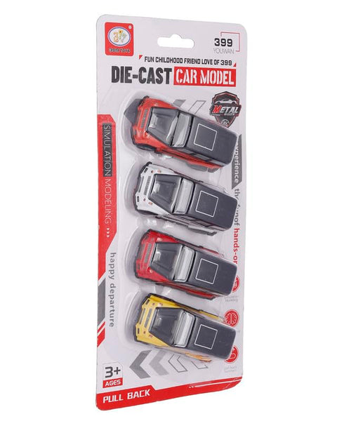 3A Boys 123-8F Plastic Die-Cast Cars Toy Model Set Of 4 Multi Color
