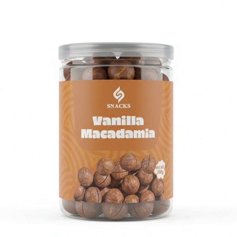 Snacks Vanilla Flavored Macadamia Nuts in Shell - Premium Gourmet Nuts - [ 200g]