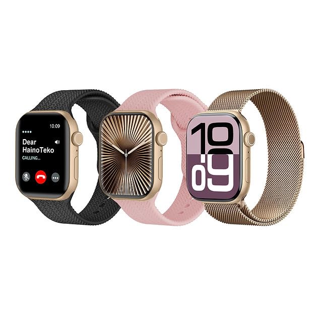 HainoTeko SQ17 Smart Watch with AMOLED Display 3 Pair Straps and Wireless Charger Designed for Ladies (Gold)