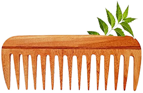 Neem Wooden Comb | Wide Tooth Wood Comb for Women | Detangling Curly Hair | Promotes Hair Growth