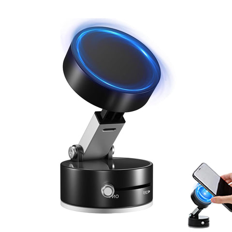 New Vacuum Magnetic Phone Holder, Suction Cup Phone Mount, Foldable Strong Magnetic Cell Phone Holder for Car/Gym/Mirror/Smooth Surface, Compatible with Magsafe iPhone