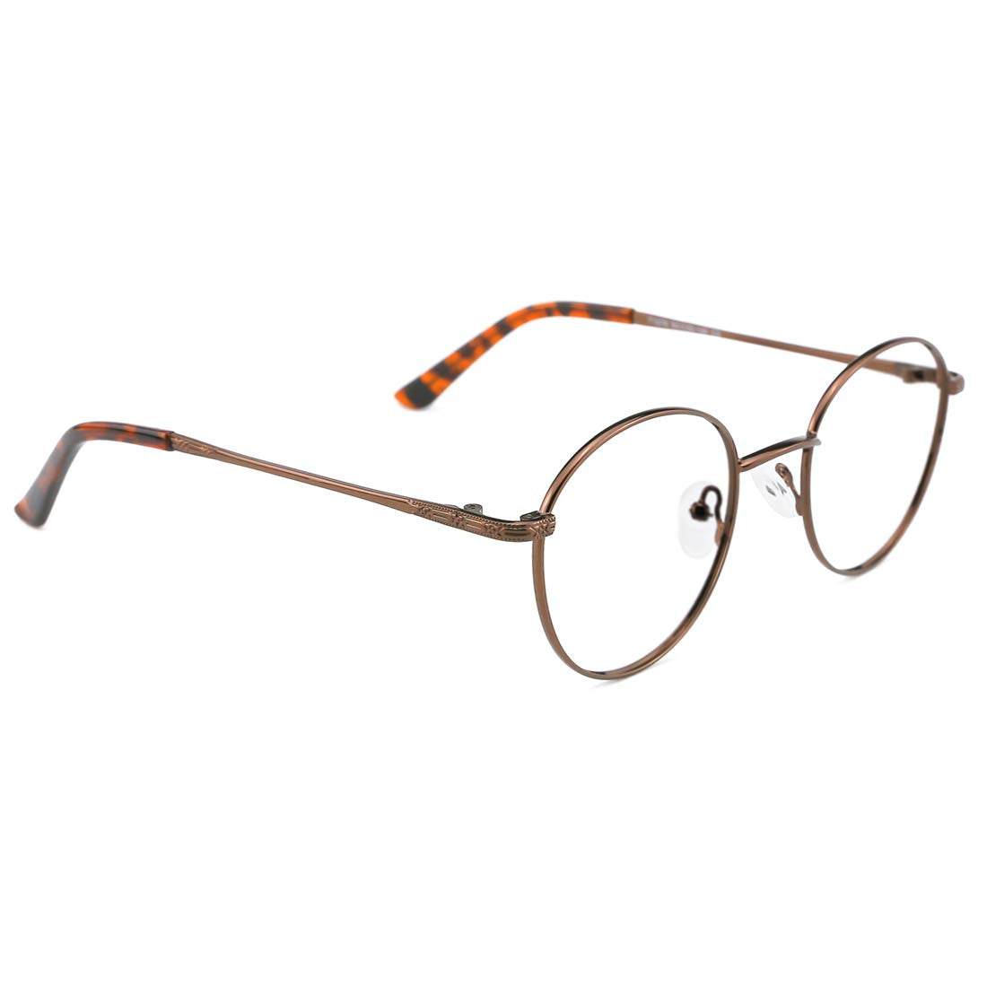 Round Blue Light Blocking Computer Glasses Metal Frame Clear Eyeglasses for Women Men