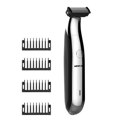 Green Lion One Blade Pro Cordless Rechargeable Hair Trimmer, Waterproof Design with Powerful Stainless Steel Blade, LED Indicator, for Beard, face, Ear & Hair Grooming (4 Size Combs Included)