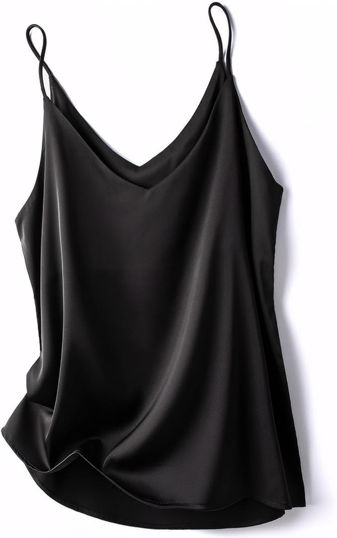 Busice Women's Camisole Tank Top Acetate Chiffon Sexy V-neck Vest Sleeveless Imitation Silk T-shirt