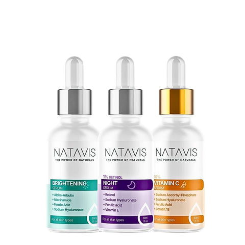 Natavis Retinol 1% serum + Vitamin C 10% + Brightening - 30 ml each - Healthy and Balanced Skin - Hydration Boost - Brightening Skincare Routine