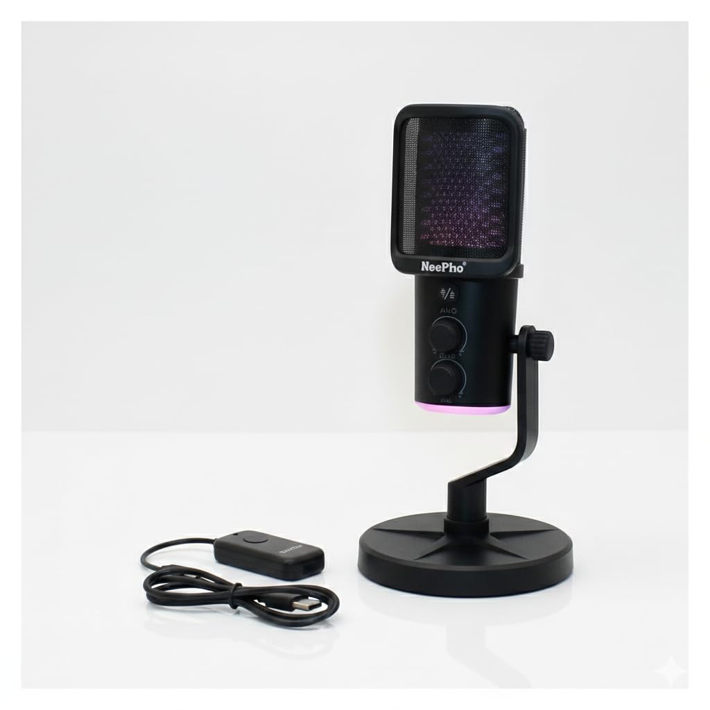 NP-M02 RGB USB/Type-C Gaming Microphone with ANC, Black