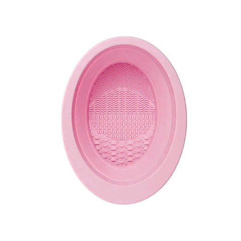 Hermania Silicone Bowl Makeup Brush Foldable Cleaner Beauty Tools Blender Sponge and Powder Puffs Deep Cleaning Portable Tub (Pink)