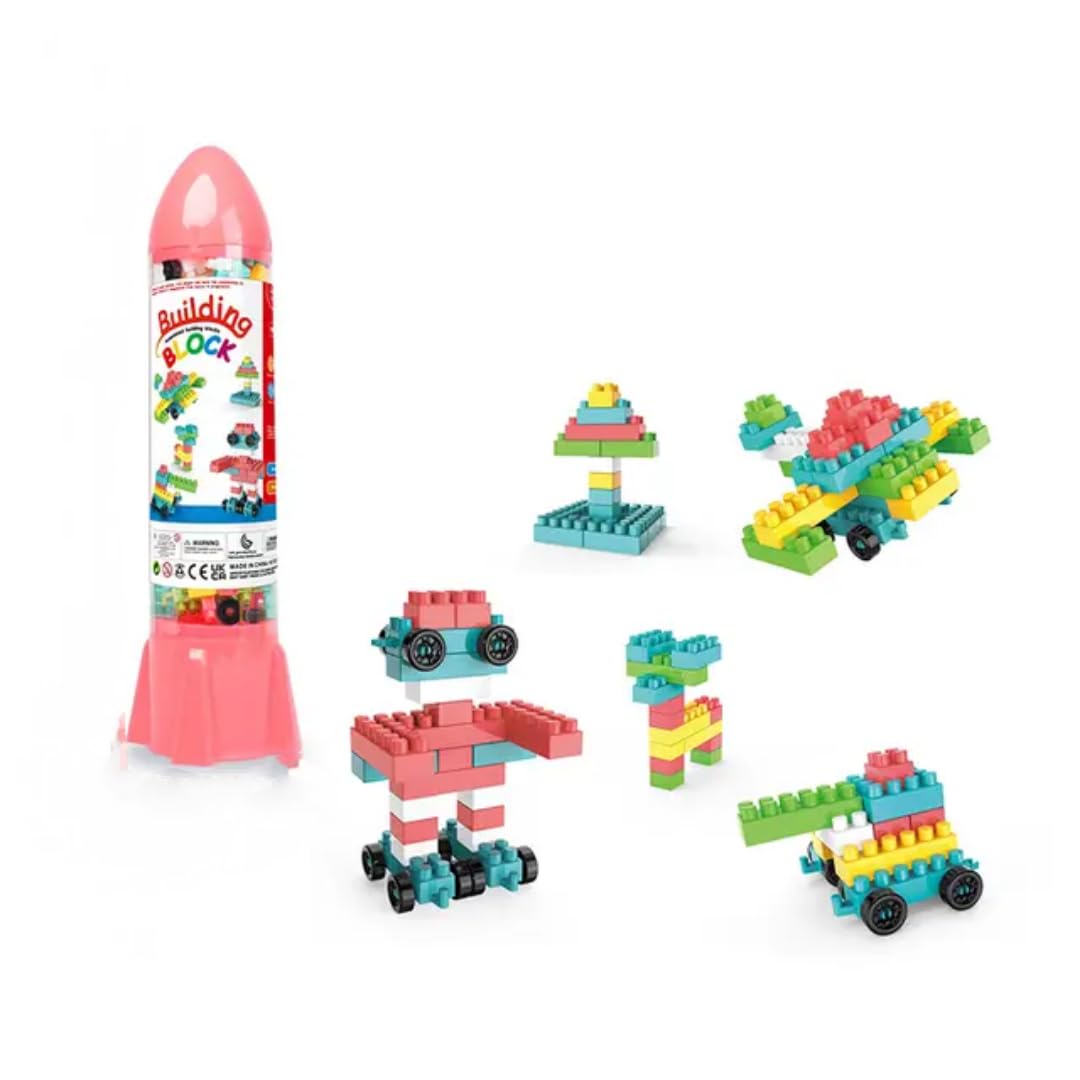Wonka Children's Blocks Development Skills Creative Thinking Gift Different Sizes and Models Multi-Shape and Color (4 Medium Rocket Blocks)
