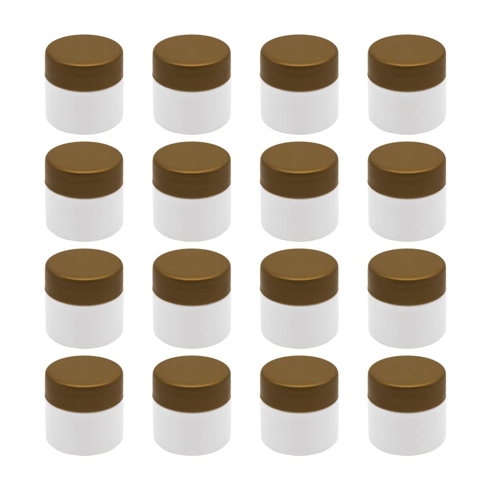 20 Pcs Glossy White Plastic Jar (30ml) - Gold Plastic Lid - High Quality and Healthy Plastic Empty Refill Jar Storage Containers Storage Containers Round Empty Tins - From artistic