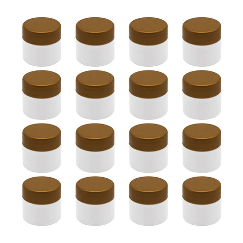 20 Pcs Glossy White Plastic Jar (30ml) - Gold Plastic Lid - High Quality and Healthy Plastic Empty Refill Jar Storage Containers Storage Containers Round Empty Tins - From artistic