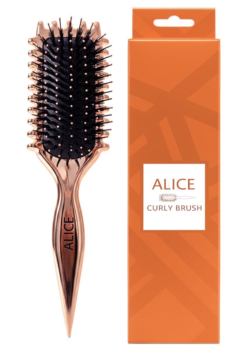 Alice - Brush, Curly Hair Brush Styling, Wet & Dry Detangler Hair Brush, The Essential Tool For Shaping & Styling Your Curls, Achieve Perfectly Defined (Bronze)