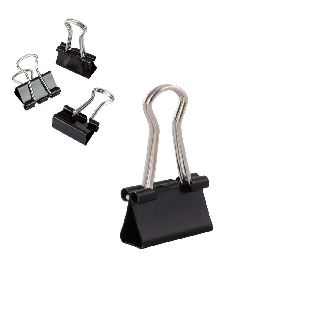 D.RECT Foldback Clips Multi-Purpose Clips Paper Metal Binder Clips for Notes Writing Paper Clip Office Supplies Pack of 12 Black 12 Packets 15 mm