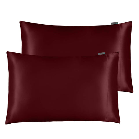 STONECREST Classic Home Decor, Inc Satin Pillowcase for Hair and Skin Care, Set of 2 Soft Breathable Queen Standard Size Silky Satin Pillowcases (20 x 40”)(Red Ribbon,King)
