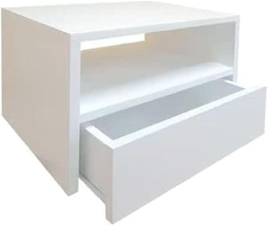 Floating Nightstand Commode Wall Mounted Shelf with Drawer and Open Storage Shelf