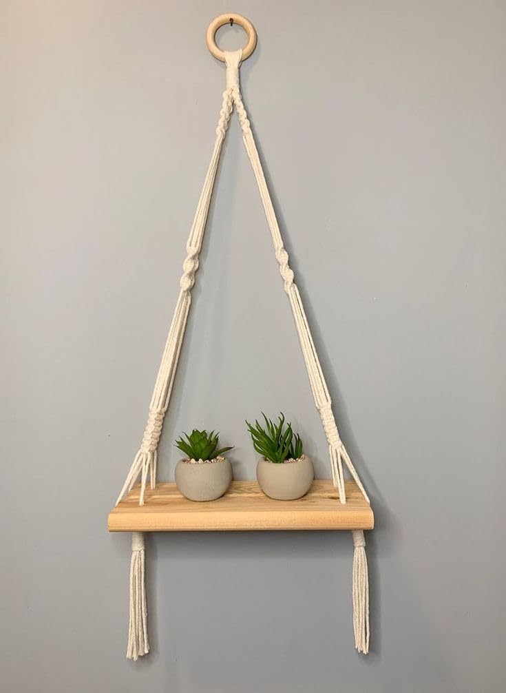 MacrameStore- Macrame Shelf 25 cm - رف مكرمية