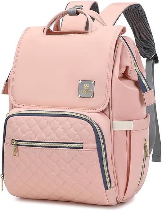 Majestic 135 Fashion Mummy Diaper Bag – Large Capacity, Waterproof & Multi-Function Baby Care Backpack (Pink)