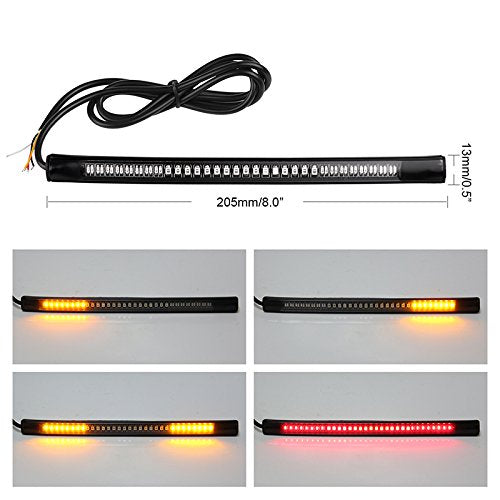Motorcycle Tail Stop Warning Signal Light, 12V Waterproof 32SMD Universal Flexible License Plate Light, LED Motorcycle Tail Light Brake Stop Turn Signal