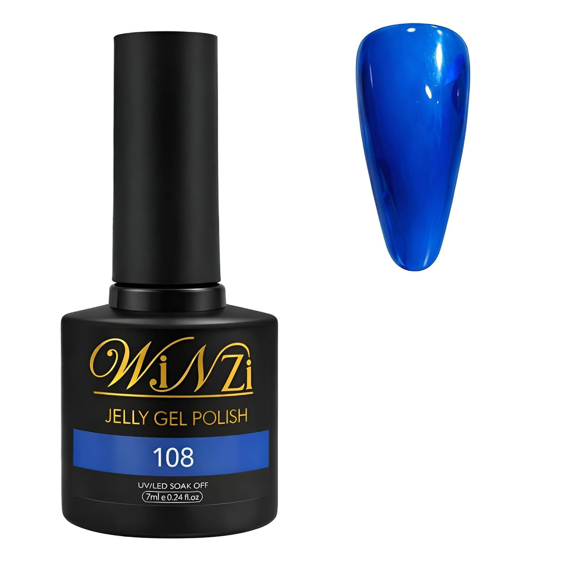Jelly Blue Gel Nail Polish 7ML, Bright Translucent Blue Soak Off UV LED Gel Polish, Smooth Application, High Gloss Finish, Soft Buildable Color for Nail Art Manicure Salon and DIY at Home (108)