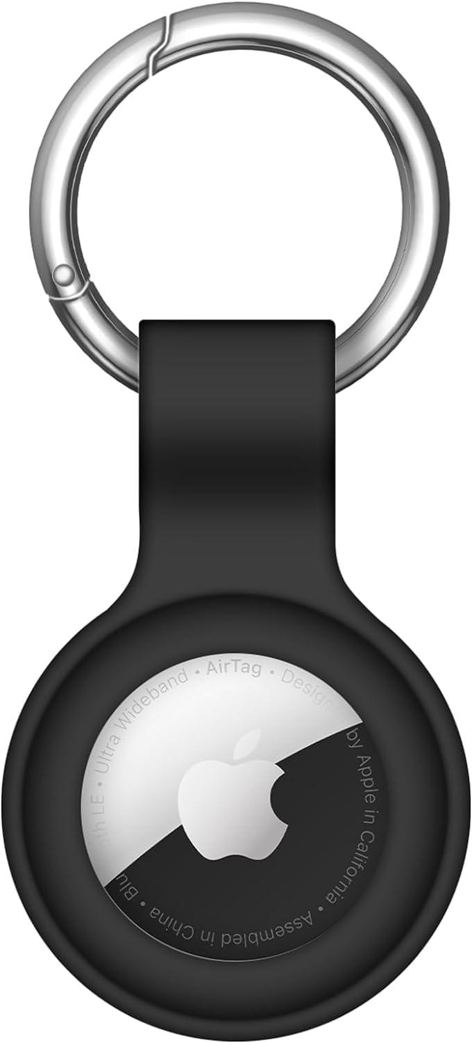 Next store Compatible with AirTag Case, AirTag Cases with Silicone Keyring, Keychain Compatible with Apple Airtag, GPS Accessories (Black)