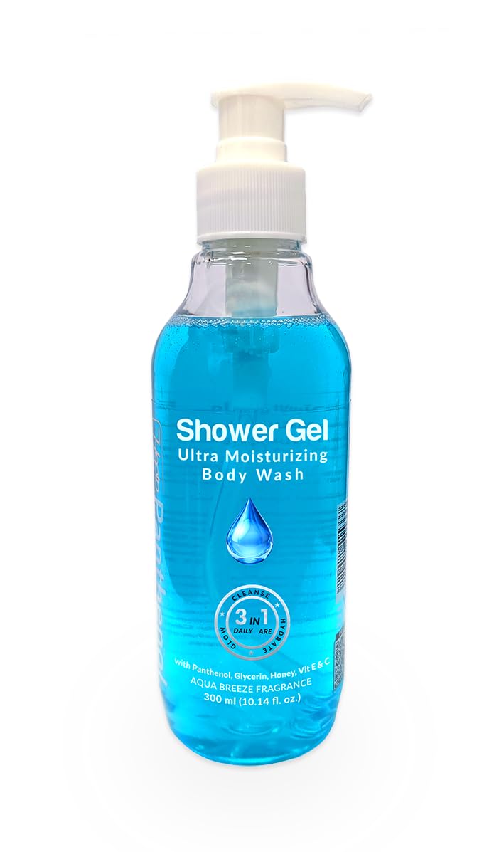 Hepta Ultra Moisturizing Shower Gel, Aqua Breeze Fragrance, 3-in-1 Body Wash with Panthenol, Glycerin, Honey, Vitamins E & C, 300ml