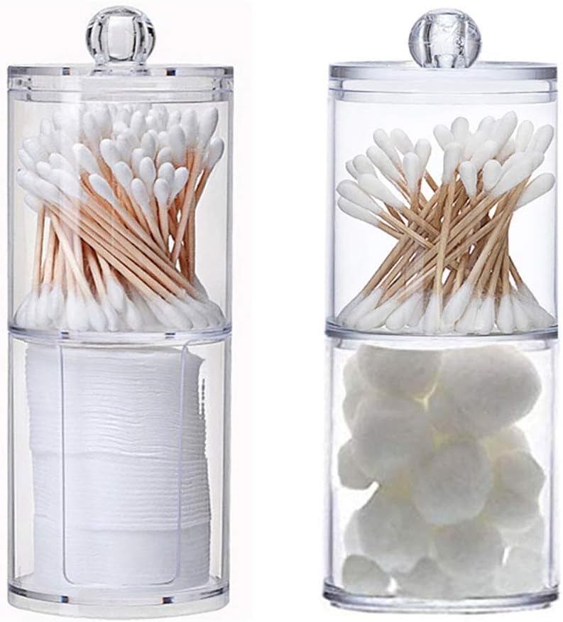 "Best Makeup Organizer and Cotton Swab Holder with Lid - Modern Design for Your Bathroom!"