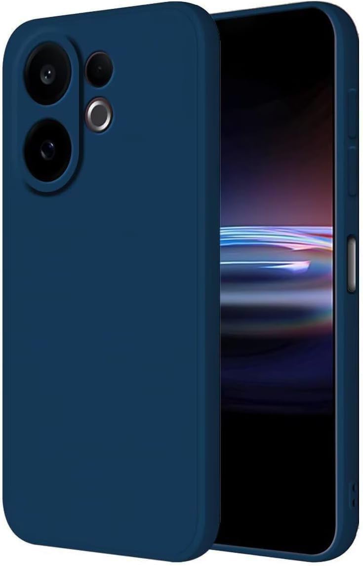 Silicone Shockproof Case with Inner Lining and Camera Protection – Modern & Streamlined Design – Compatible with Vivo V60 5G (Navy)
