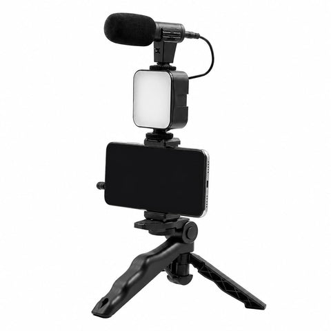 Content Creator Kit with LED Ring Light, Mobile Holder & Microphone for Professional Video Recording, Streaming, Online Teaching & Photography – Lightweight Portable Design