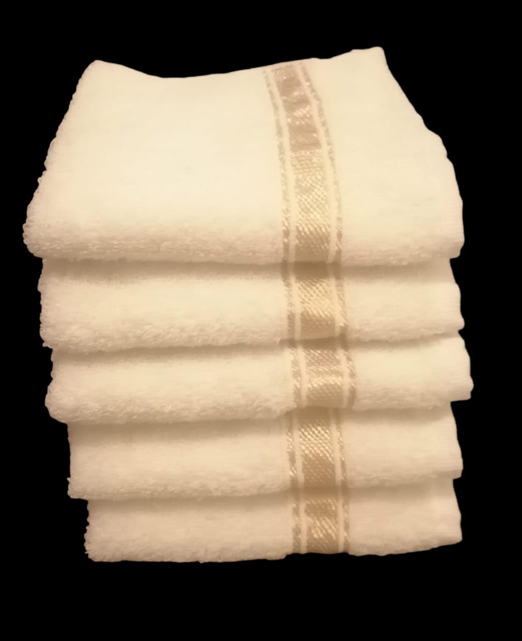White Cotton Bath Towel Set, Set of 5, Soft and Absorbent