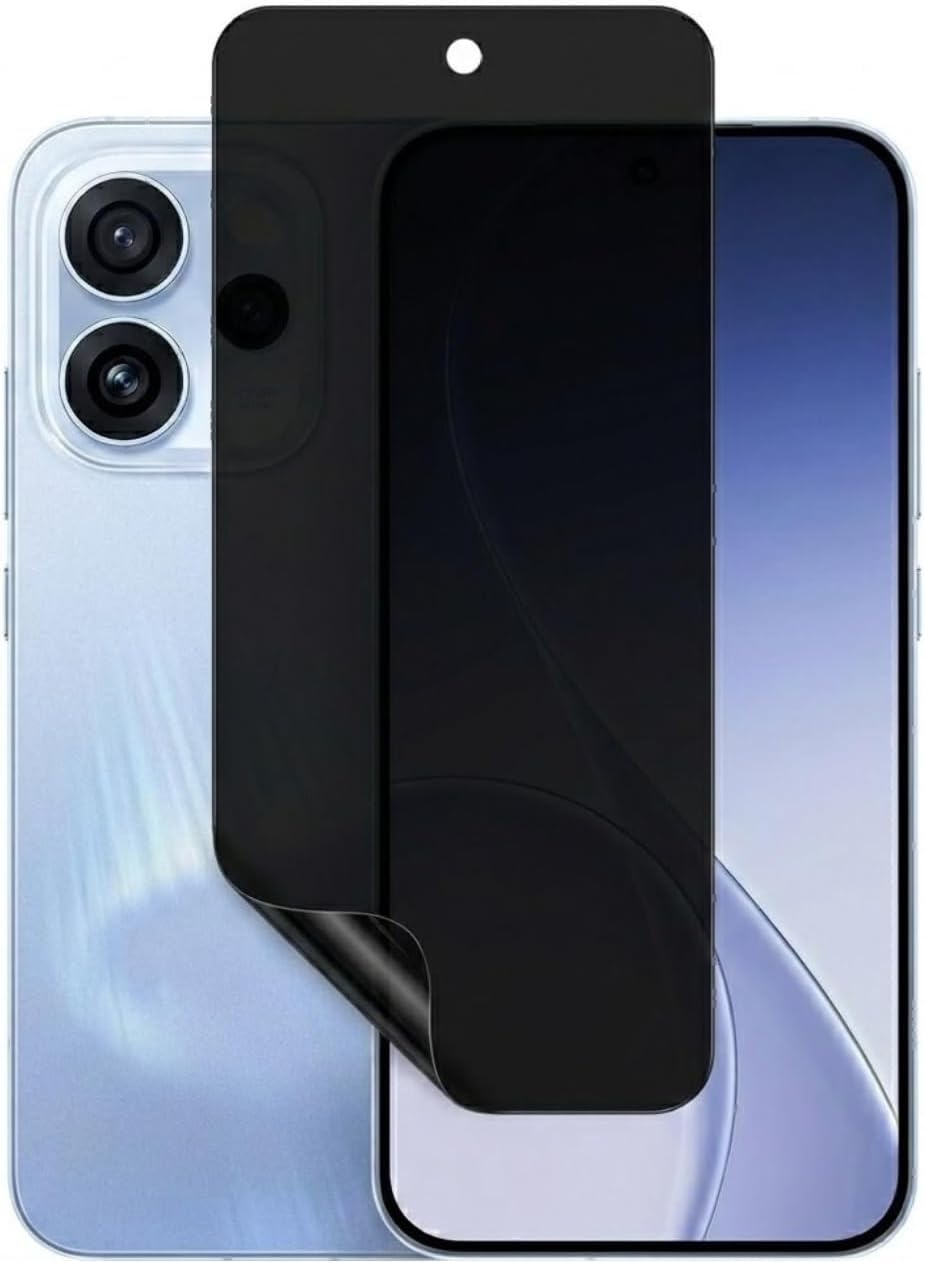 Matte Privacy Anti-Spy Screen Protector Compatible with OPPO RENO 15 F – Flexible Anti-Shock Plastic, No Black Frame, [NOTE: Does NOT Support Fingerprint Unlock]
