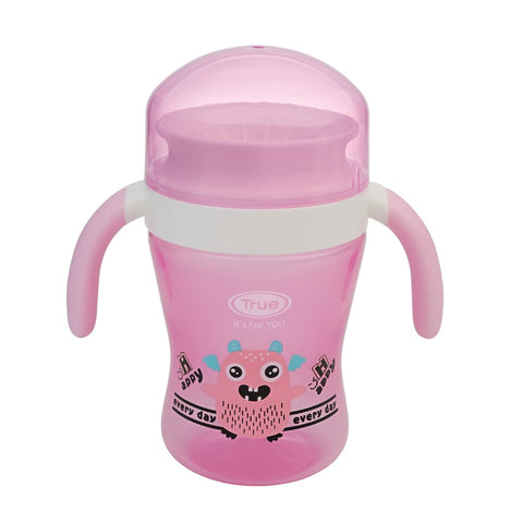 True 360 cup 12+m 240ml with handles & cover PINK