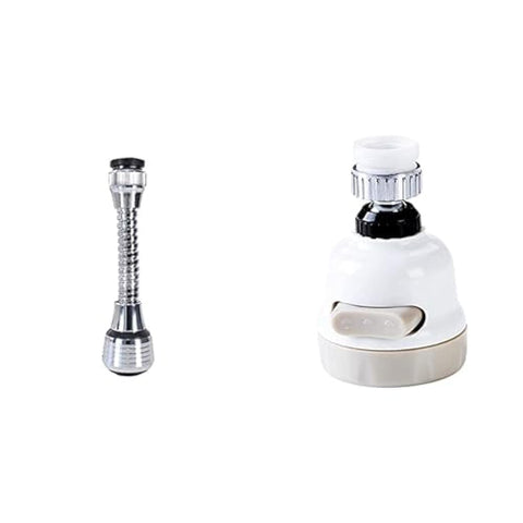 360° Rotary Filter Nozzle Water Tap Extending Connection Water Head Connector Nozzle Splash Proof + 360 Rotate Water Tap Filter Faucet Splash-proof Faucet Tap Water Purifier Filter (Beige)