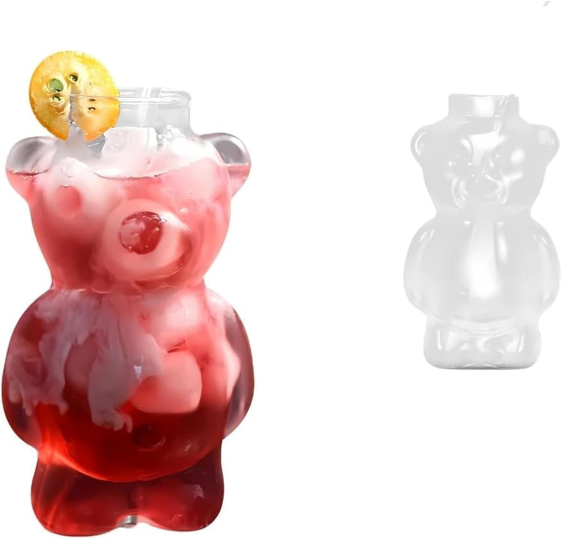 Bear Shaped Glass Cup 400ml – Temperature Resistant Mug for Iced Juice, Coffee, Milk, Tea, Breakfast – Aesthetic Clear Drinking Cup for Kids & Adults
