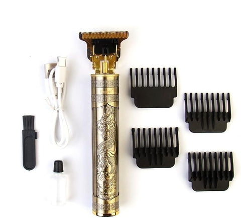 T99 Professional Metal Hair Clipper for Men - Gold, Sharp Steel Blades, Rechargeable Battery, Powerful Motor, Premium Design, Multi-Length Combs