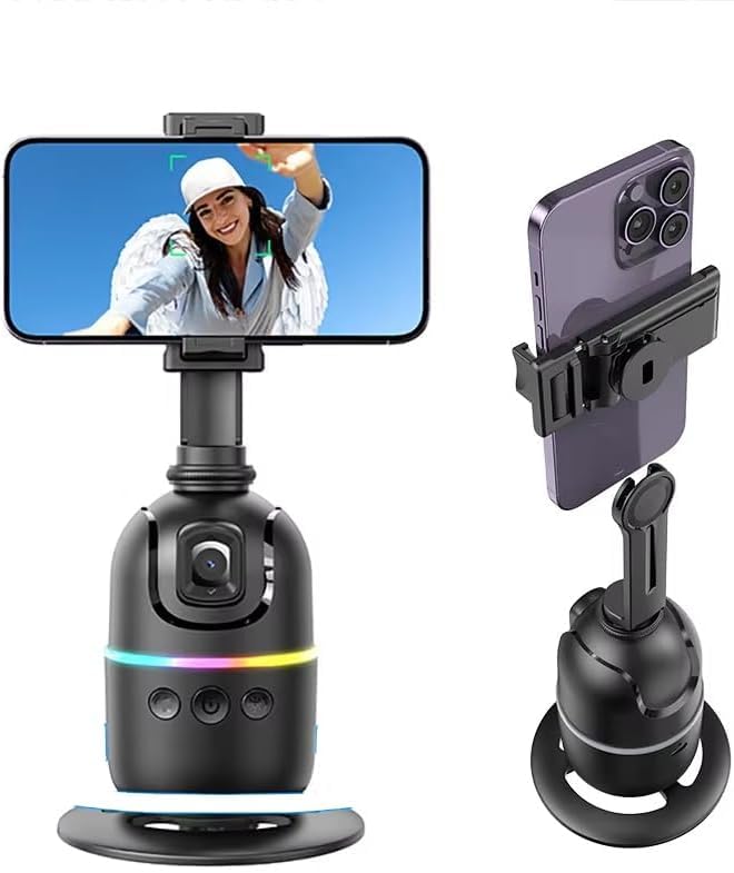 ANKHGIFTSHOP Auto Face Tracking Phone Holder with 360° Rotation, Gesture Control Smart Stand for Filming, Vlogging and Streaming, Gimbal Stabilizer for Smartphones