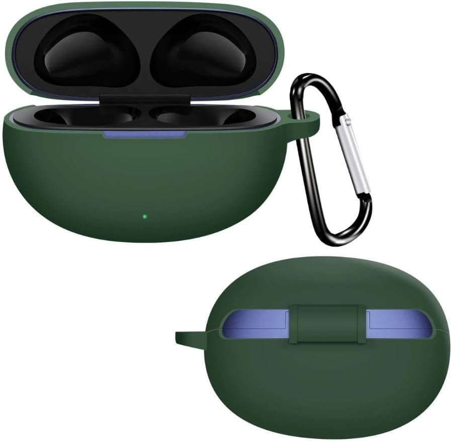 Dl3 Mobilak Silicone Case Compatible with Realme Buds T101 Earbuds, Soft Silicone Protective Case Cover, Shockproof Sleeve with Carabiner (Green)