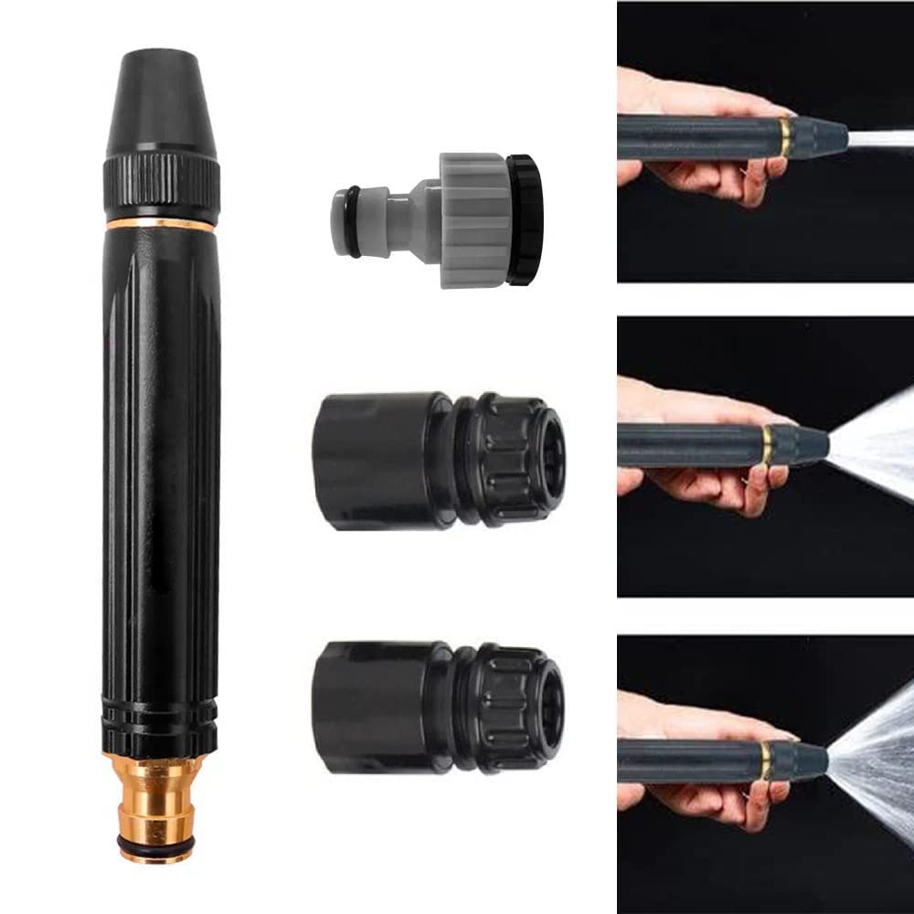 MISAMO ENTERPRISE Brass Water Spray Nozzle 1/2”, High Pressure, Adjustable Spray, Connects to Hose Pipe For Garden, Car, Pets, Window-Washing (Without Hose Pipe) (Adjustable Spray + Attachment)