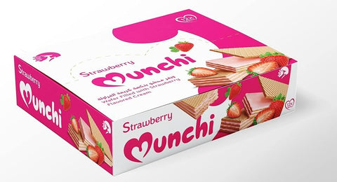 Wafer Biscuits - Filled with Strawberry Cream Flavor Munchi Corona Pack of - 12 Bakoo