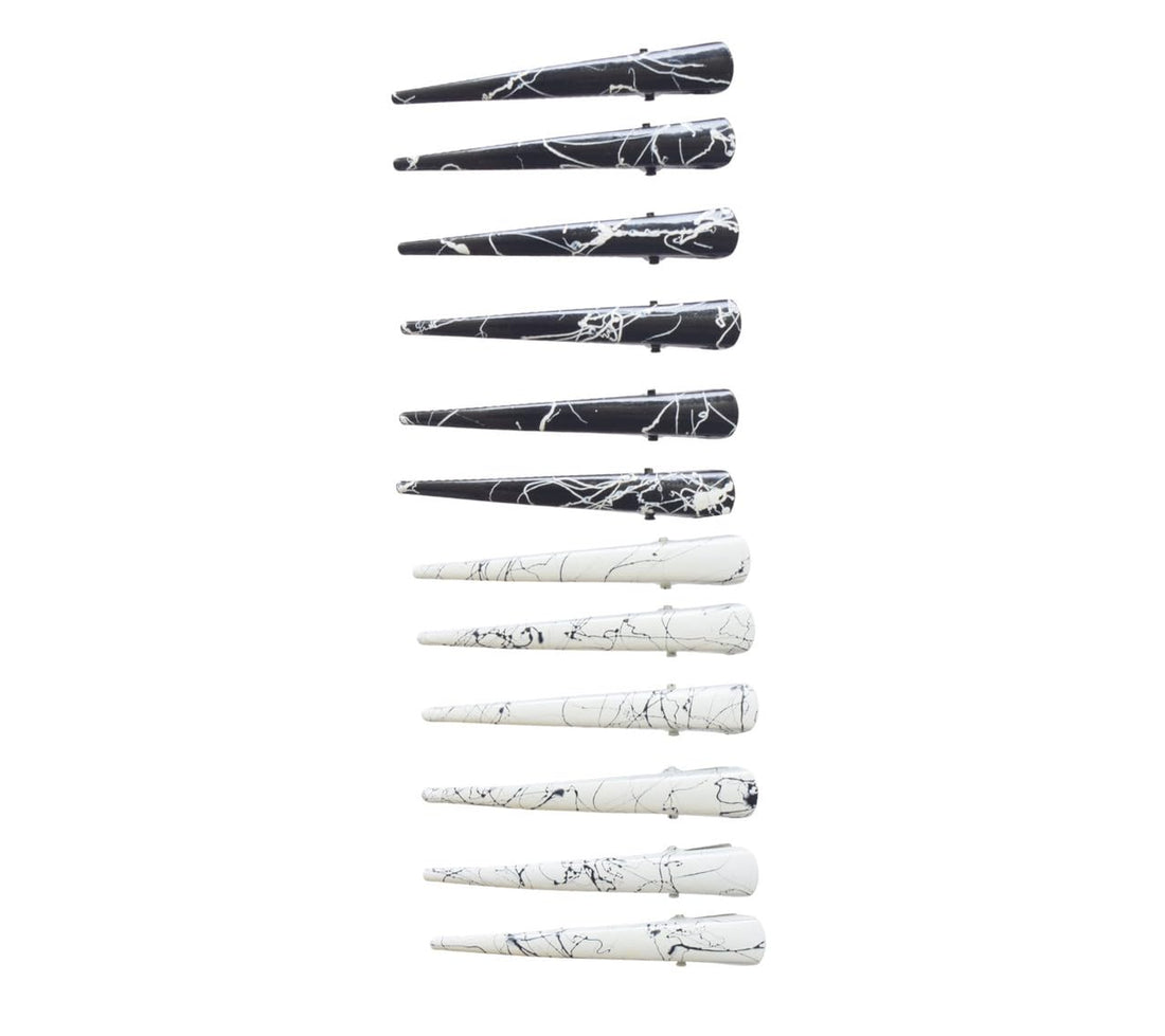 Daphne Metal Hair Claw Clips Set For Girls, 12 Pieces - White Black
