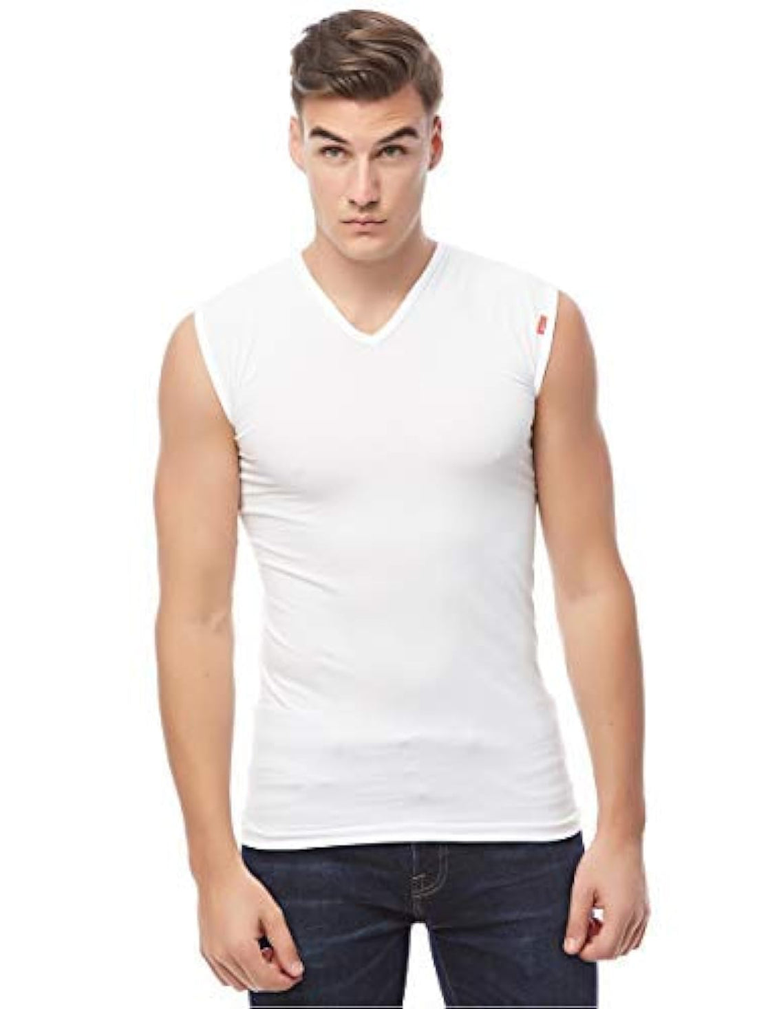 Cottonil Men V Cut Round Undershirt Cotton Stretch