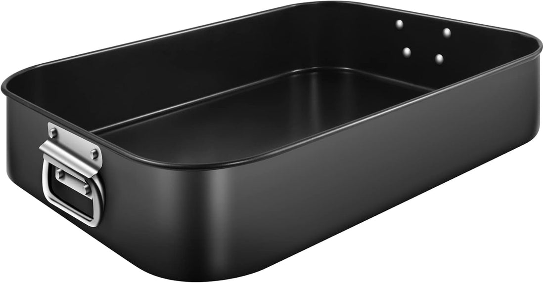 Large Nonstick Carbon Steel Oven Tray with Handles for Even Heat Distribution 39x29x6 cm Perfect for Family Cooking and Oven Baking