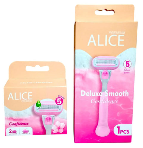 Alice Deluxe Women's Razor with 5-Blade + 2 Blades Refill – No Compromise on Ultra Smooth