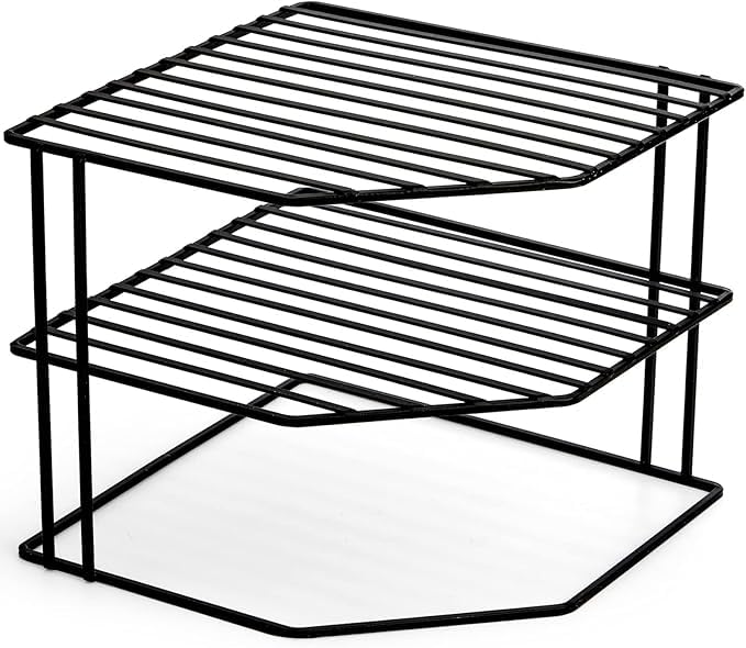 3-Tier Corner Dish Rack Organiser, Metal Kitchen Counter Storage, Black