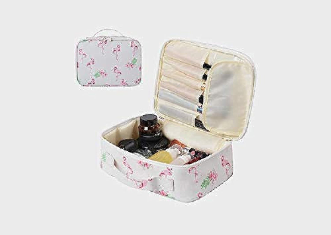 Waterproof Makeup Bag Large Cosmetic Organizer for Women, Travel Toiletry Storage Case with Brush Holder Pouch, Durable Beauty Storage Bag, Portable Makeup Organizer 30 x 20 cm (One pack)