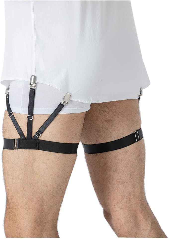 Circle M Shirt Stays and Suspenders, Adjustable Design for Securing Shirt Position, Durable Elastic, Black, 3M
