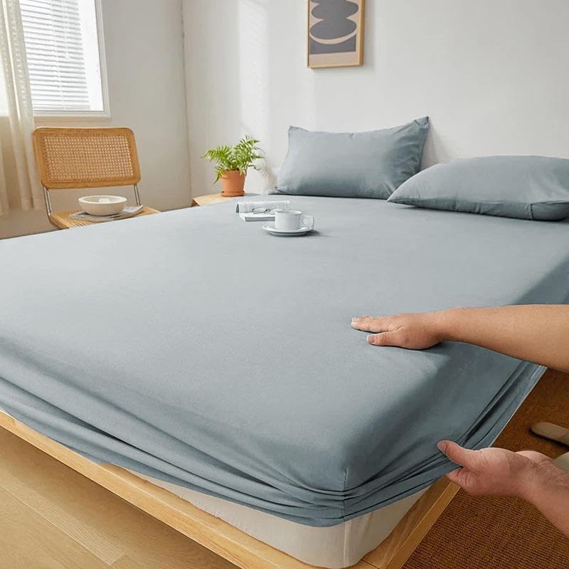 QBED Plain Fitted Sheet Set for Hotels, Homes & Touristic Villages 3 Pieces (180 * 200 * 30 cm, Grey)