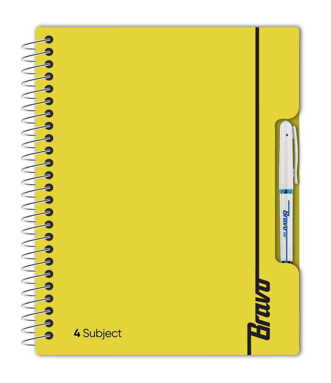 Bravo New 4 Subject Notebook, 168 Sheets, 27.3 cm x 19.8 cm Size, Yellow