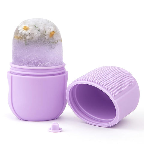Ice Roller for Face Reusable, Perfect for Face Massage, Tighten and Tone Skin, Reduce Under Eye Puffiness and Wrinkles, with Cleansing Brush Gives Skin a Healthy Glow and Radiant Look (Purple)