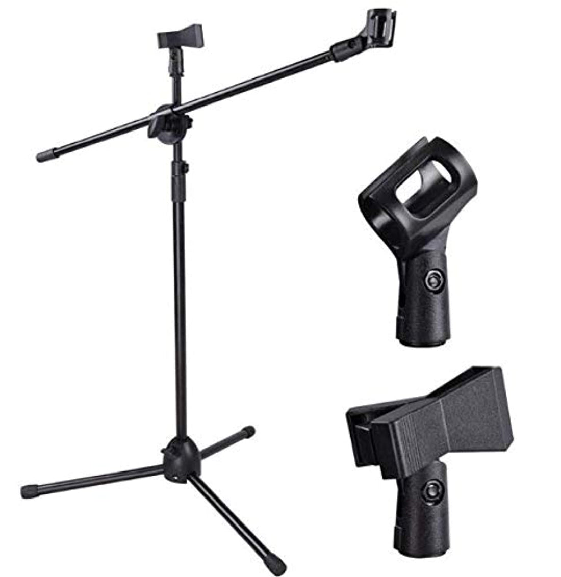 Microphone stand metal dual microphone holder tripod adjustable double-headed clip telescopic boom support