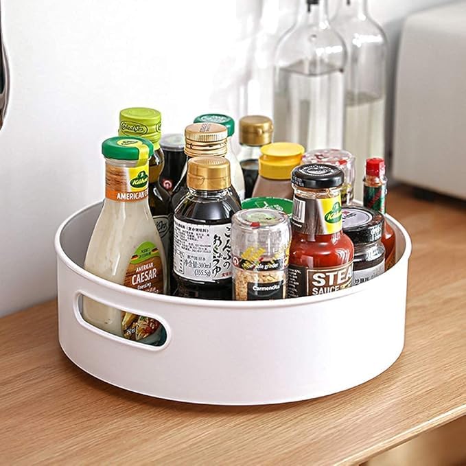 Rotating Lazy Susan Organizer - 360° Turntable Spice Rack for Kitchen, Pantry, Bathroom, and Countertops - Black Horse