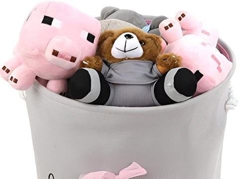 Linen Storage Basket with Moisture-Resistant Liner, Foldable Design, Large Capacity Laundry Hamper,Toys Basket, Thick Fabric suitable for Multiple uses (Grey)